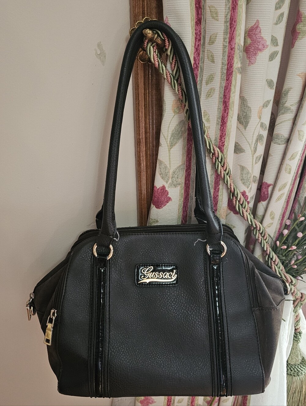 Gussaci Brown Faux Leather Shoulder Bag